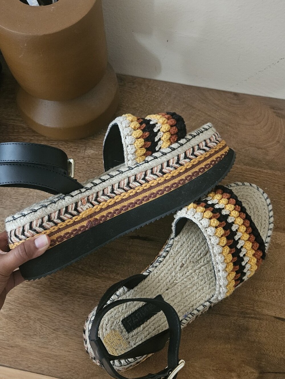 FARM Rio Rust Crochet Espadrille Flatform